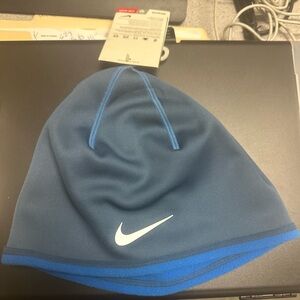 Nike Blue Dual-Tone Dri-FIT Beanie with White Swoosh